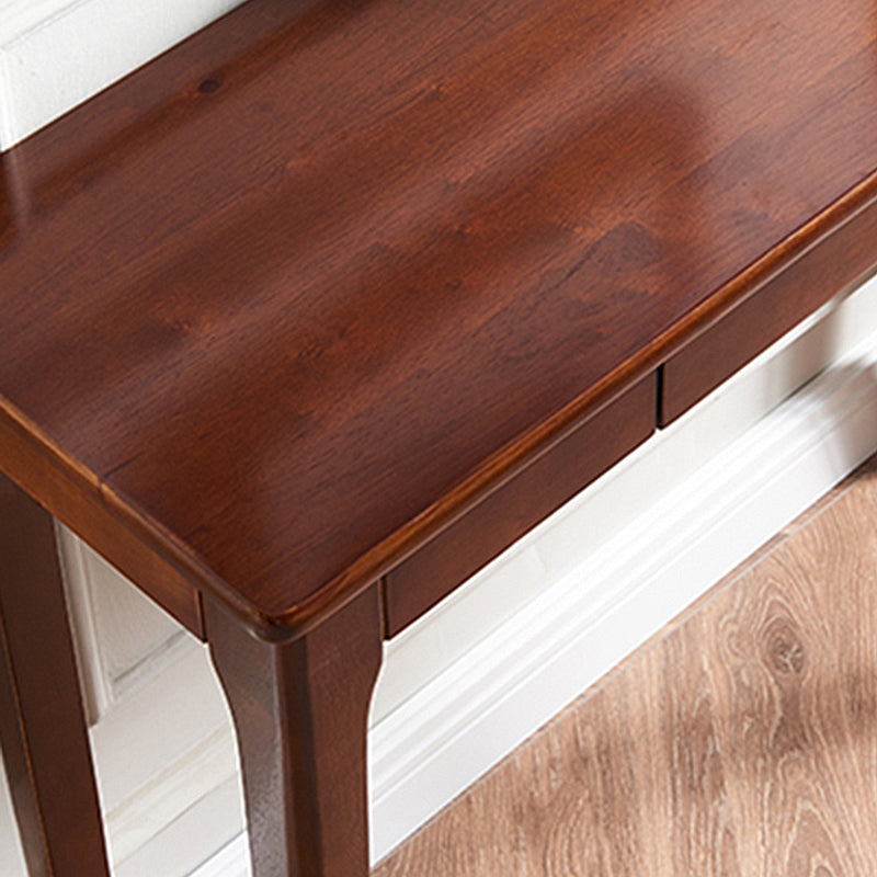 Rectangle 4 Legs Single Drawer Wood Console Table with Storage