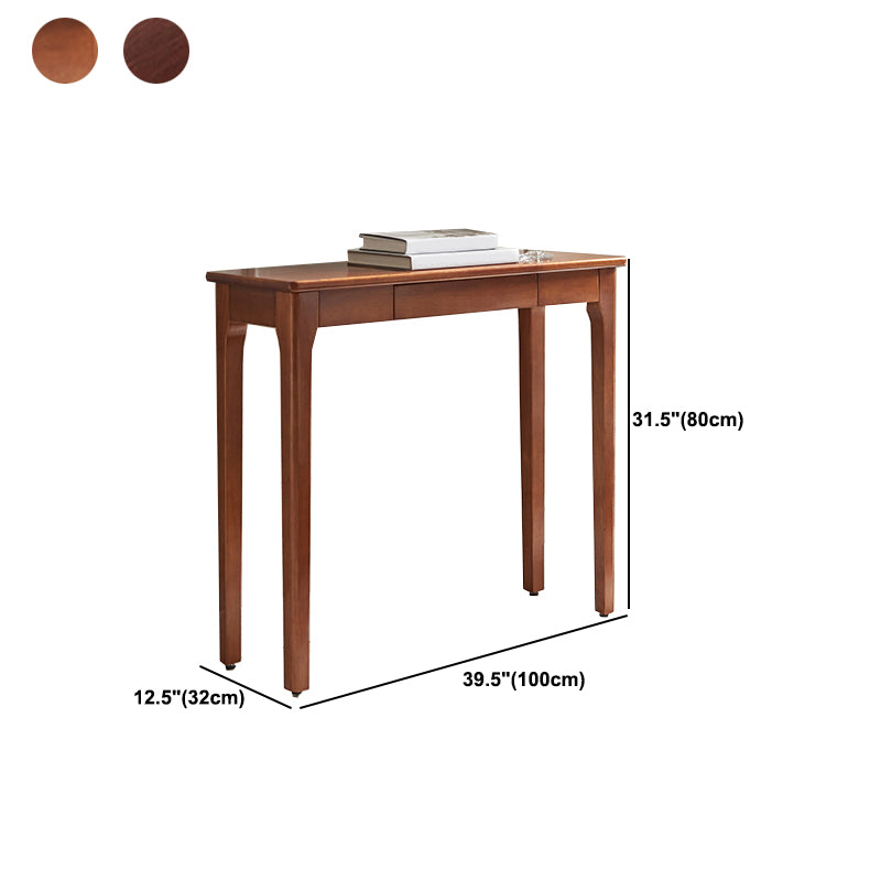 Rectangle 4 Legs Single Drawer Wood Console Table with Storage