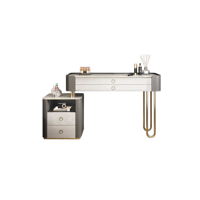 4 Storage Drawers Dressing Table, 30" Tall Vanity Set in Grey