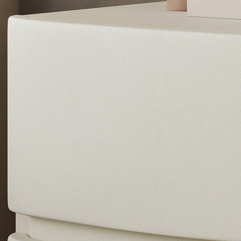 18" Tall 2- Drawer Wood Nightstand Contemporary Leather Bedside Cabinet