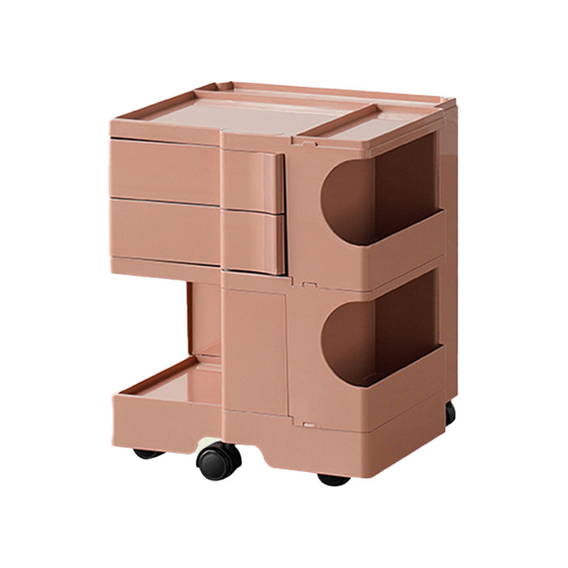 Metal Nightstand Contemporary Night Table with Drawers and Shelves