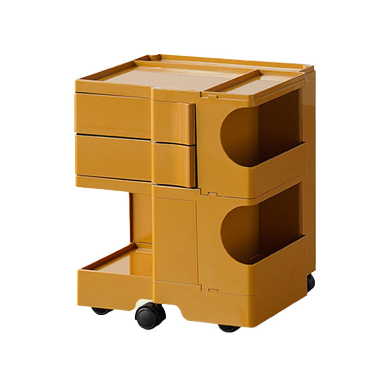 Metal Nightstand Contemporary Night Table with Drawers and Shelves