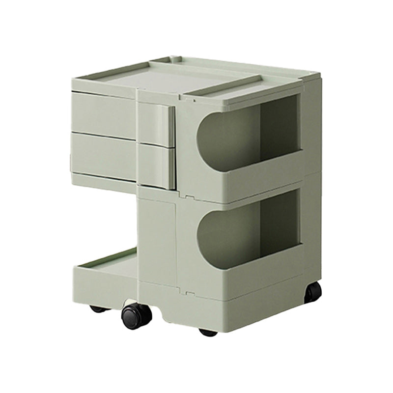 Metal Nightstand Contemporary Night Table with Drawers and Shelves