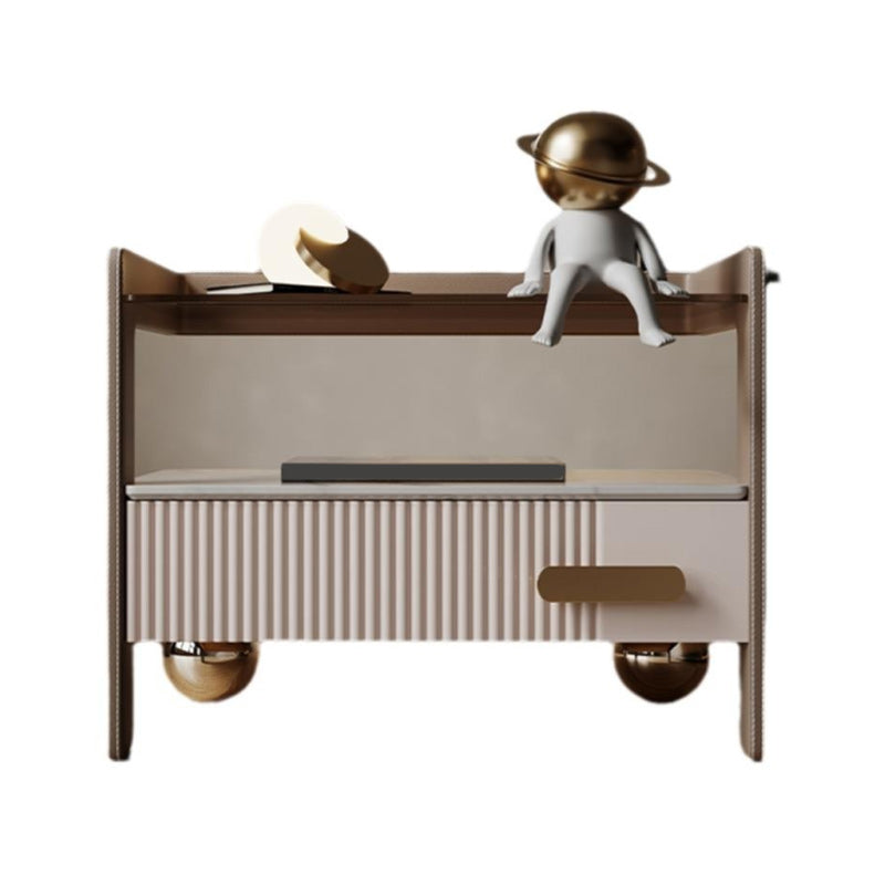 Wood Nightstand Or End Table, 20" Tall Bedside Cabinet with Legs and Drawer