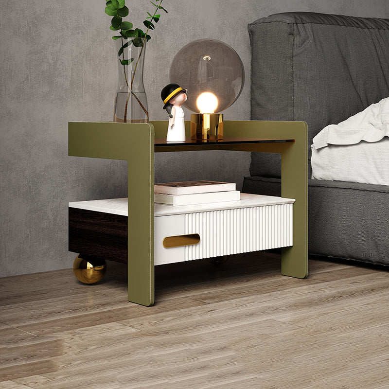 Wood Nightstand Or End Table, 20" Tall Bedside Cabinet with Legs and Drawer