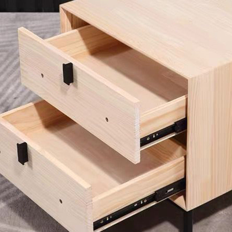 Leather Top Nightstand with Drawers Glam Night Table with 4 Legs