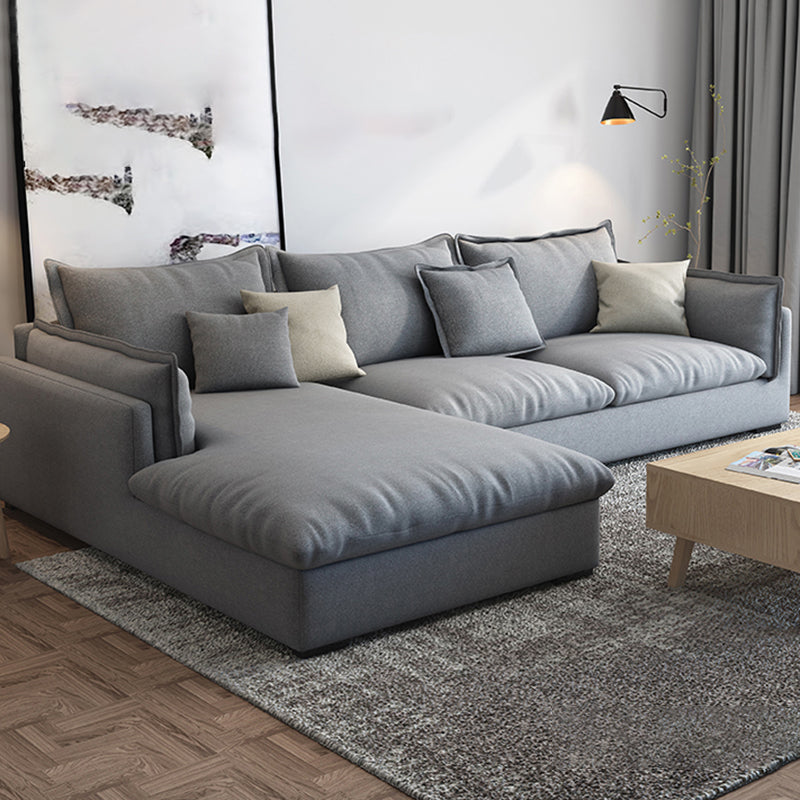 Light-grey Contemporary Sectional Stain-Resistant Living Room Solid Wood Sofa