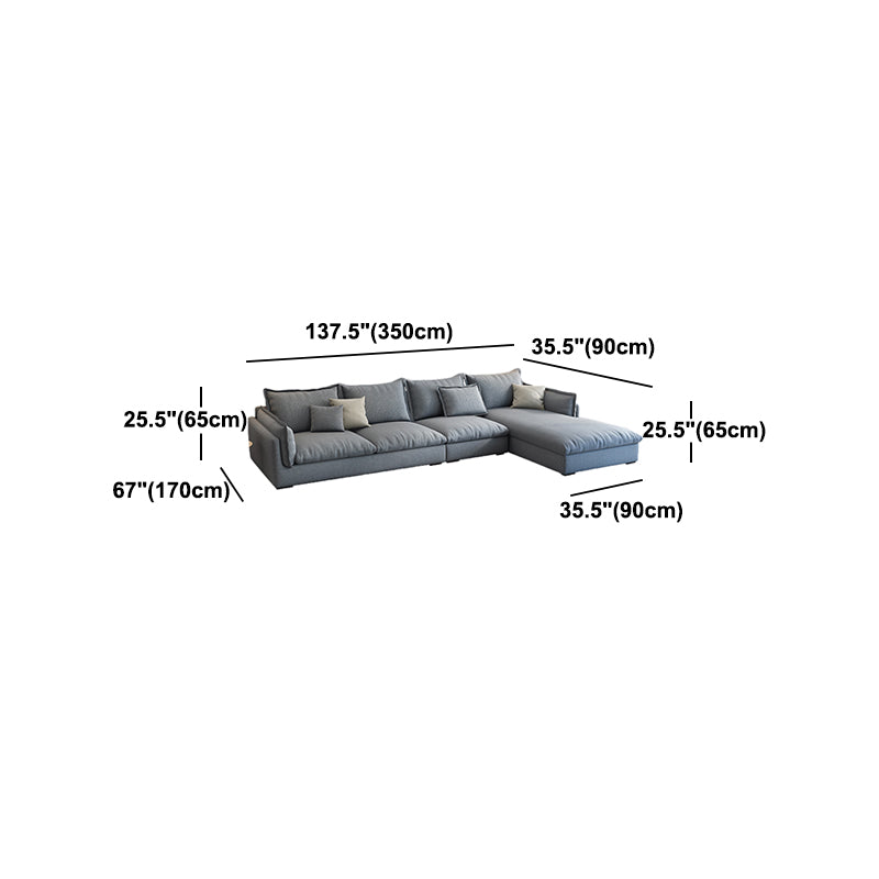 Light-grey Contemporary Sectional Stain-Resistant Living Room Solid Wood Sofa