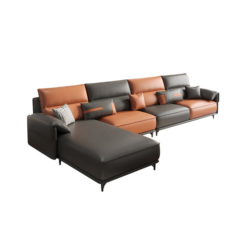 Pillow Arms Contemporary Sofa Faux Leather Living Room Solid Wood Sofa