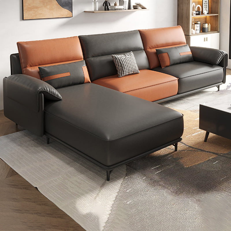 Pillow Arms Contemporary Sofa Faux Leather Living Room Solid Wood Sofa