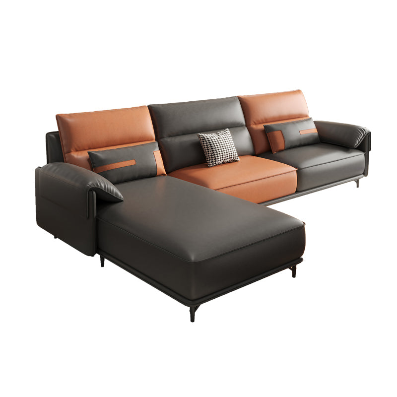 Pillow Arms Contemporary Sofa Faux Leather Living Room Solid Wood Sofa