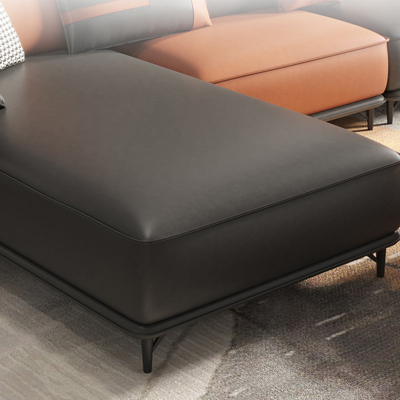 Pillow Arms Contemporary Sofa Faux Leather Living Room Solid Wood Sofa