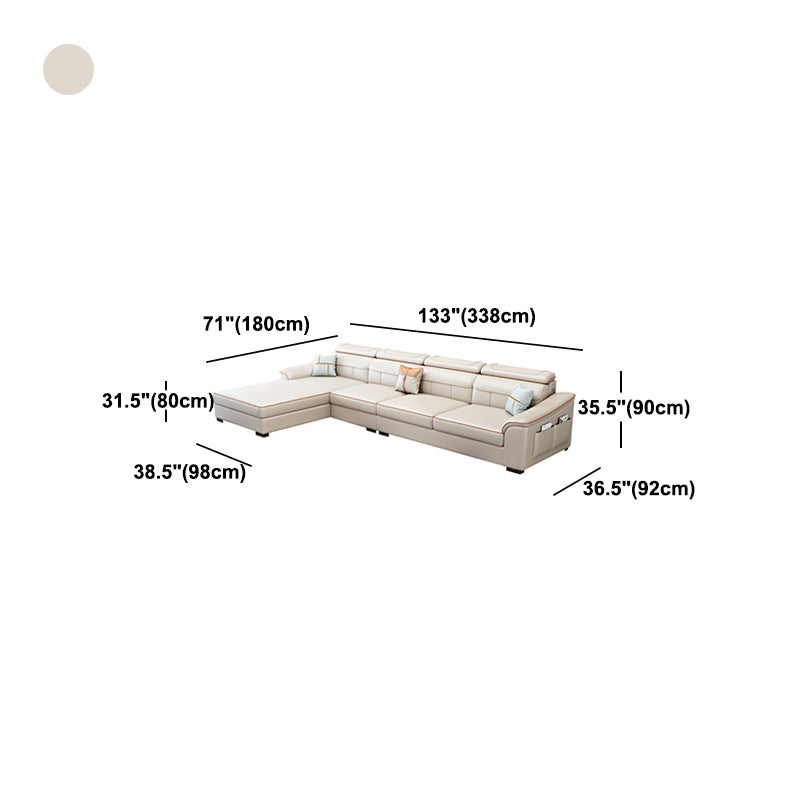 Contemporary Sofa Cotton Solid Wood Living Room Slipcovered Sofa & Chaise