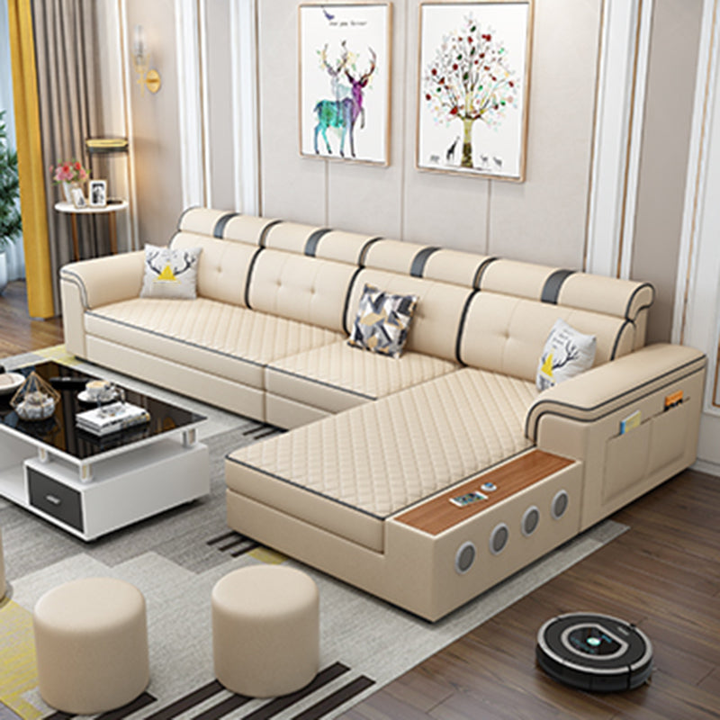 Modern Faux Leather Sofa Stain-Resistant Pillow Top Arm Furniture Sectionals