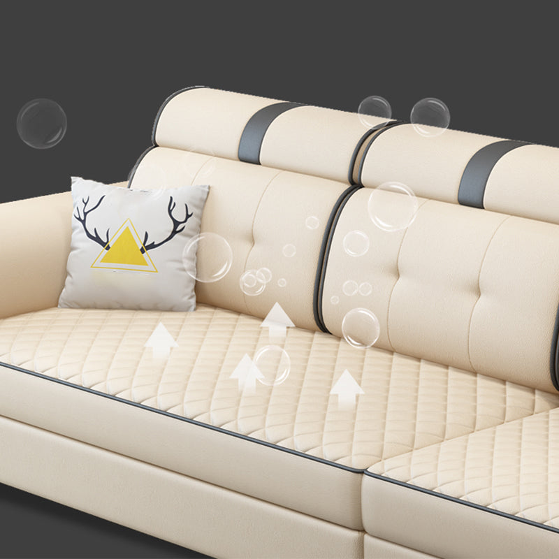 Modern Faux Leather Sofa Stain-Resistant Pillow Top Arm Furniture Sectionals