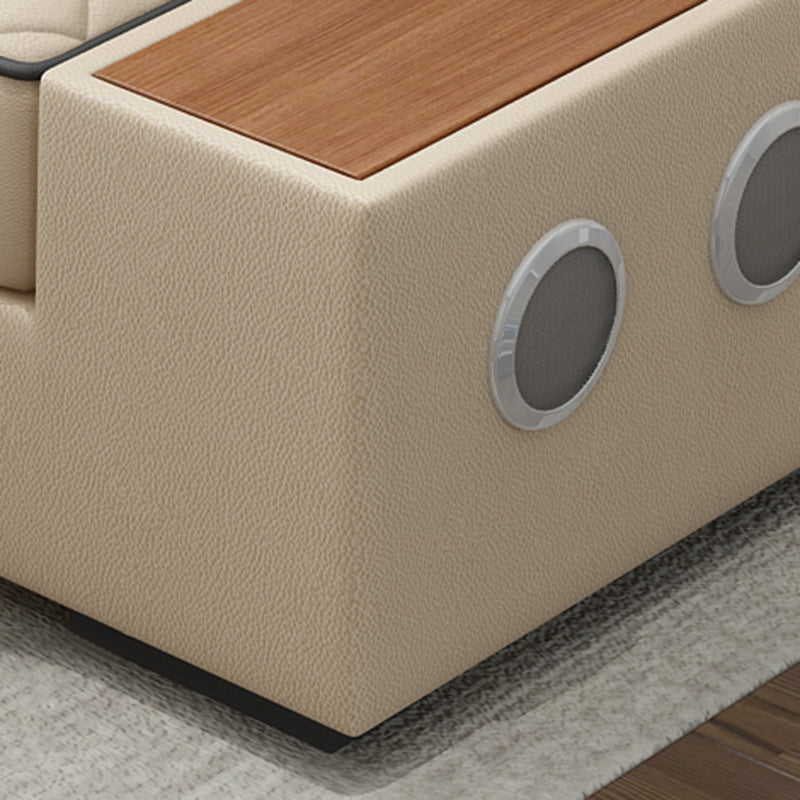 Modern Faux Leather Sofa Stain-Resistant Pillow Top Arm Furniture Sectionals