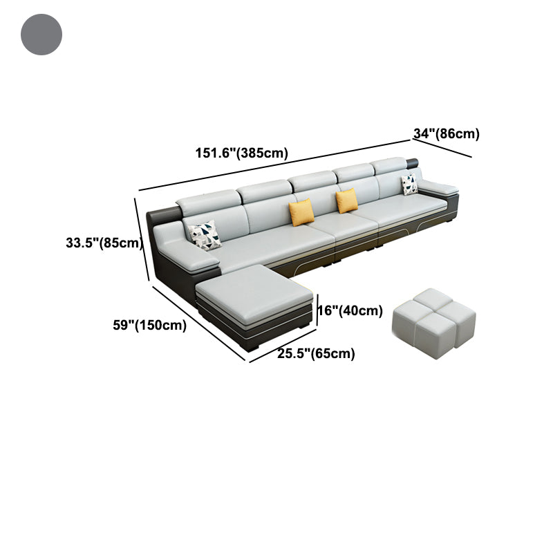 Contemporary Faux Leather and Cotton Blend Furniture Sectionals
