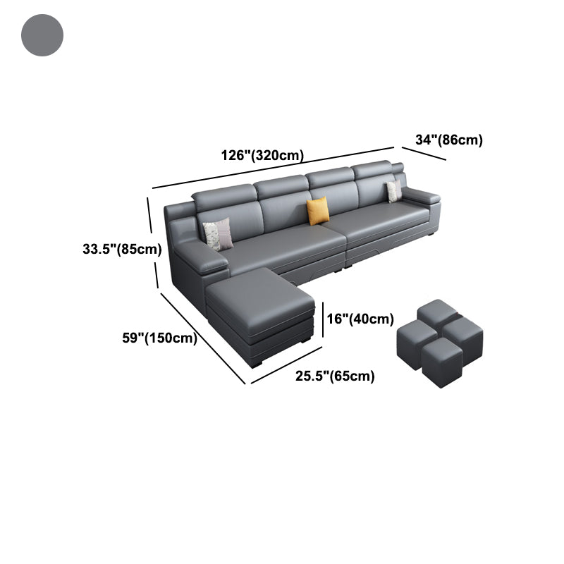 Contemporary Faux Leather and Cotton Blend Furniture Sectionals