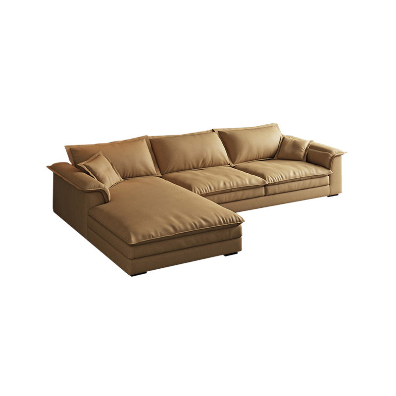 Contemporary Pillow Top Arm Stain-Resistant Furniture Sectionals in Brown