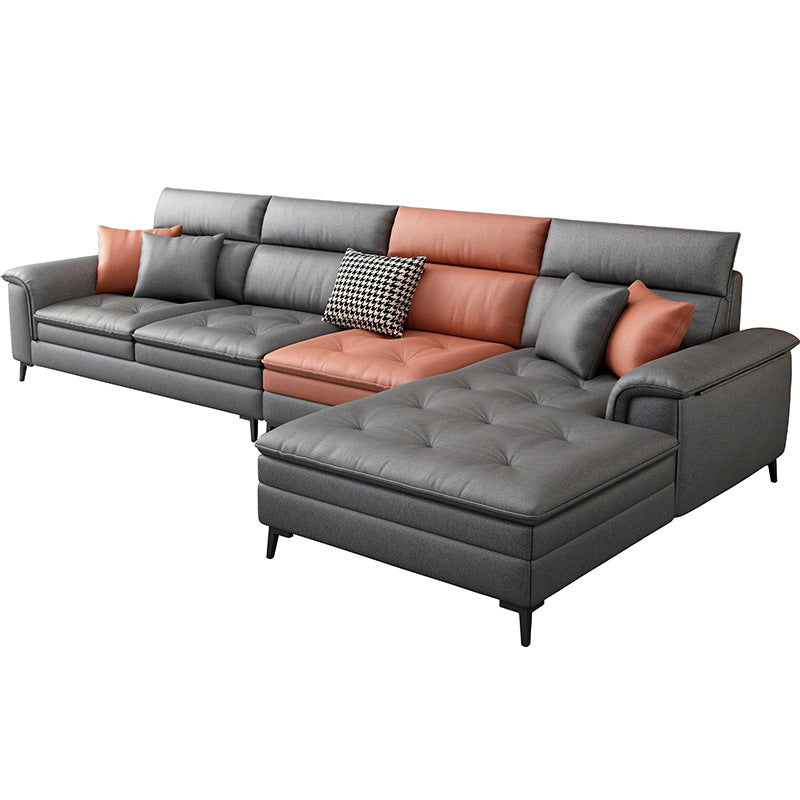 L-Shape Sectional with Pillow Top Arm and Tufted Seat for Living Room