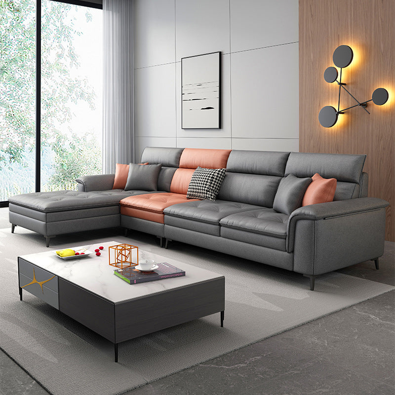 L-Shape Sectional with Pillow Top Arm and Tufted Seat for Living Room