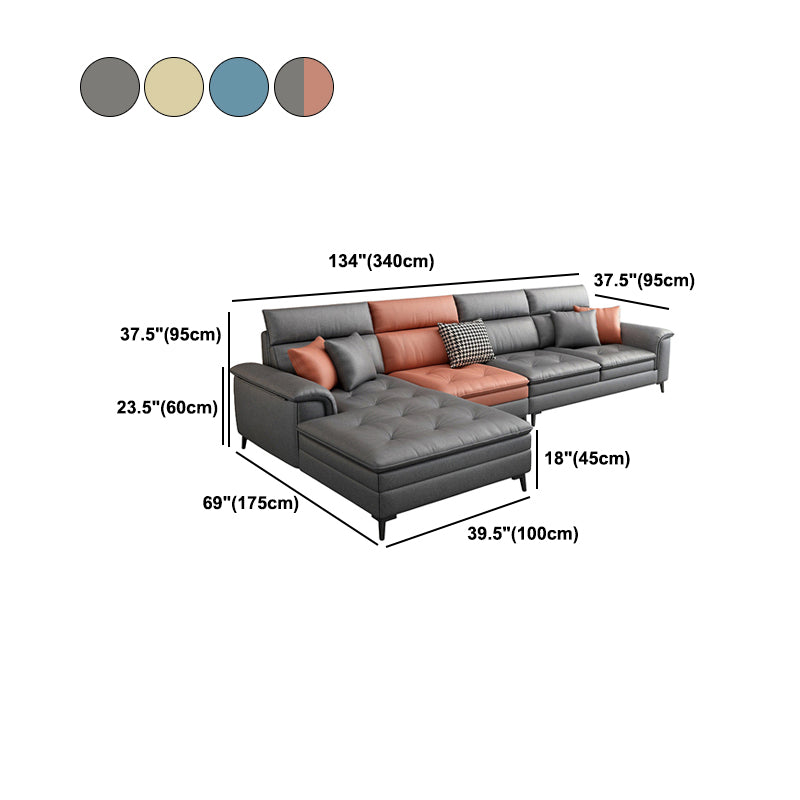 L-Shape Sectional with Pillow Top Arm and Tufted Seat for Living Room