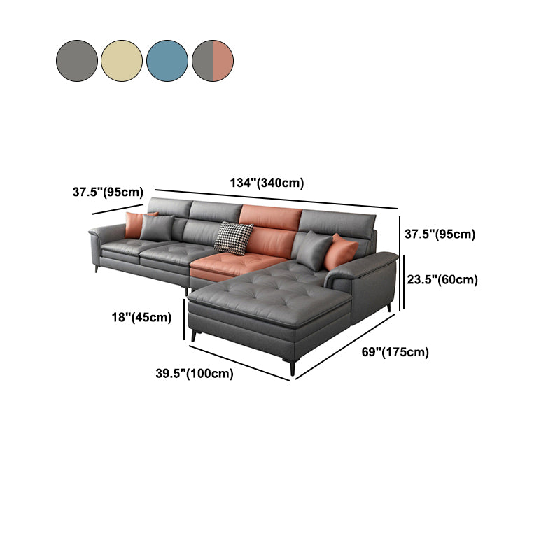 L-Shape Sectional with Pillow Top Arm and Tufted Seat for Living Room