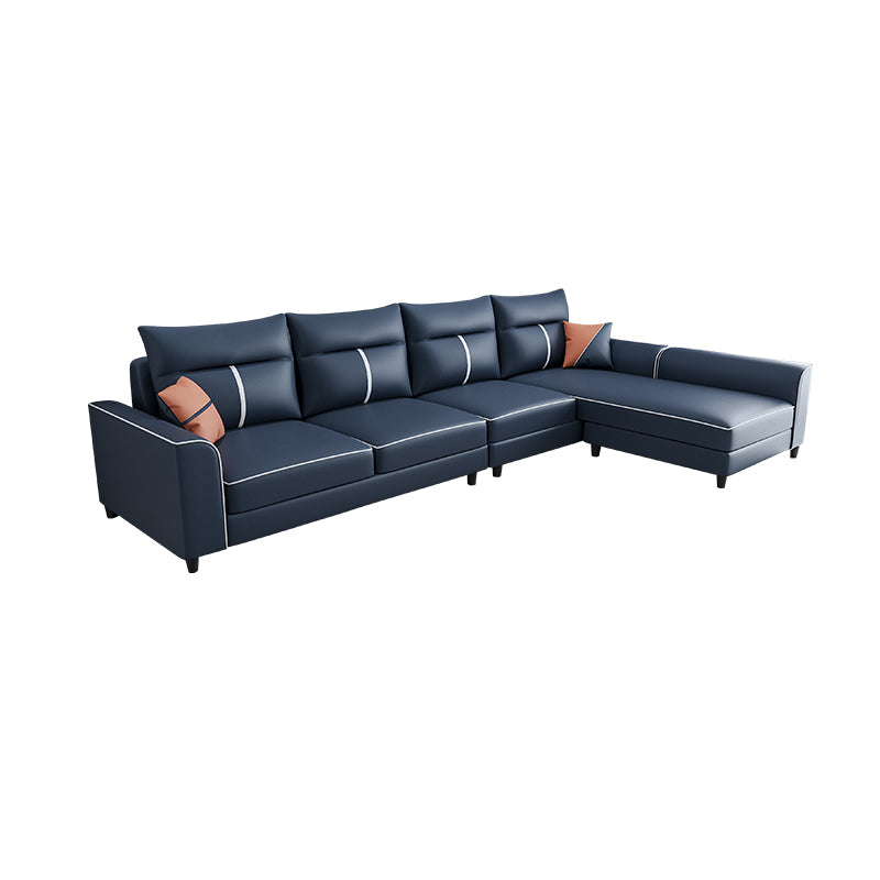 Square Arm Blue Removable Cushions Contemporary Stain-Resistant Sofa