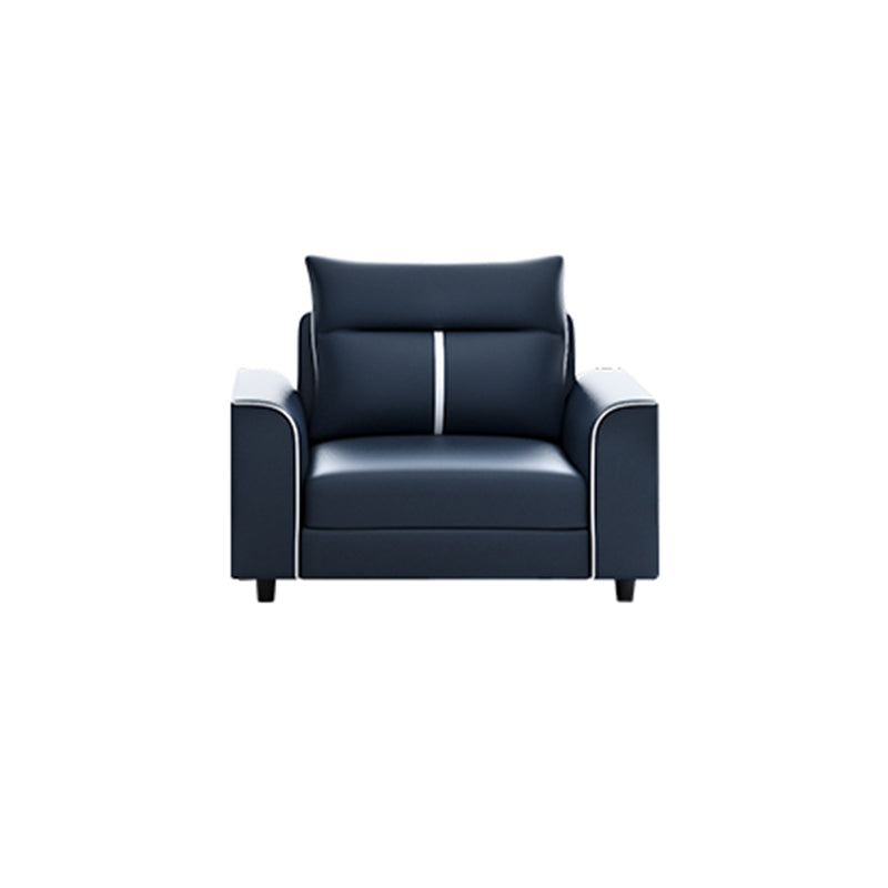 Square Arm Blue Removable Cushions Contemporary Stain-Resistant Sofa