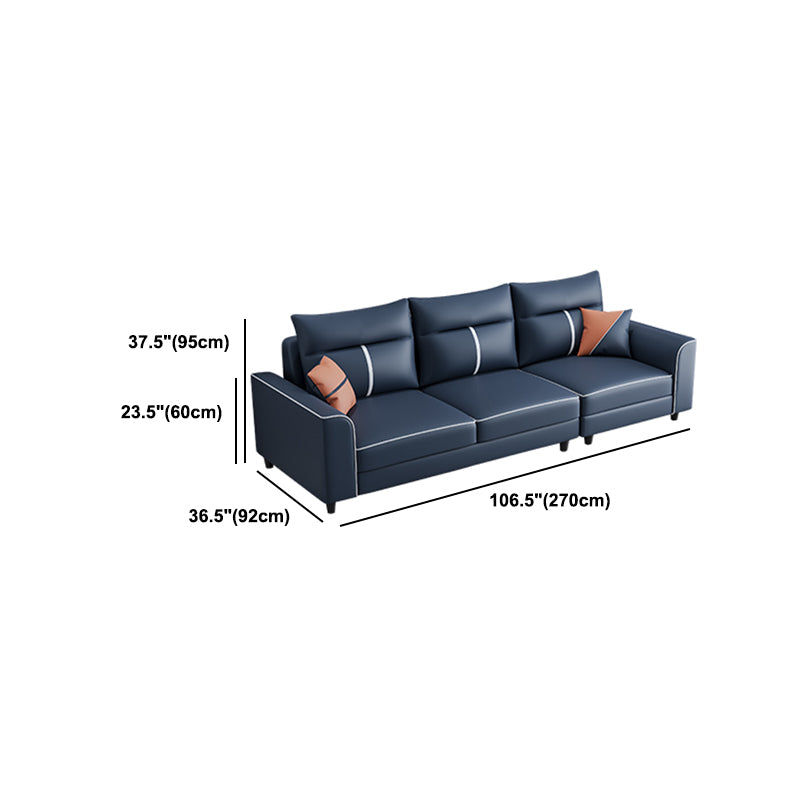 Square Arm Blue Removable Cushions Contemporary Stain-Resistant Sofa