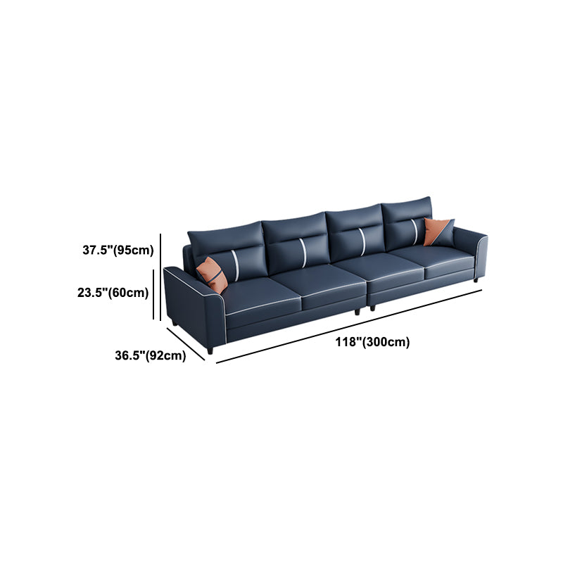 Square Arm Blue Removable Cushions Contemporary Stain-Resistant Sofa