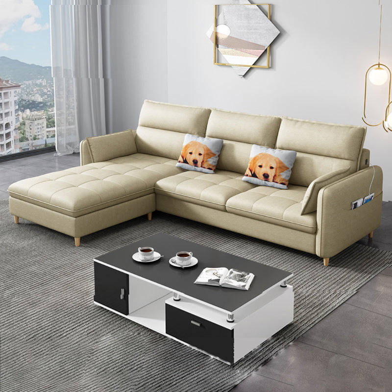 Reversible Modular Sofa with Pillow Top Arm and Storage for Apartment