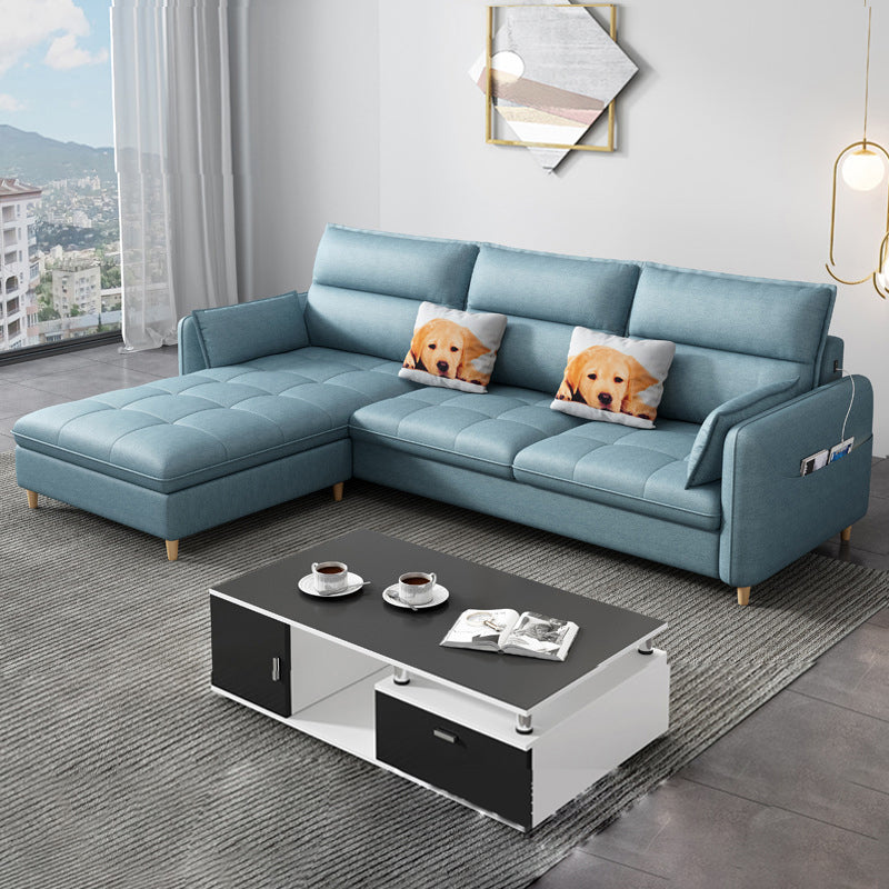 Reversible Modular Sofa with Pillow Top Arm and Storage for Apartment