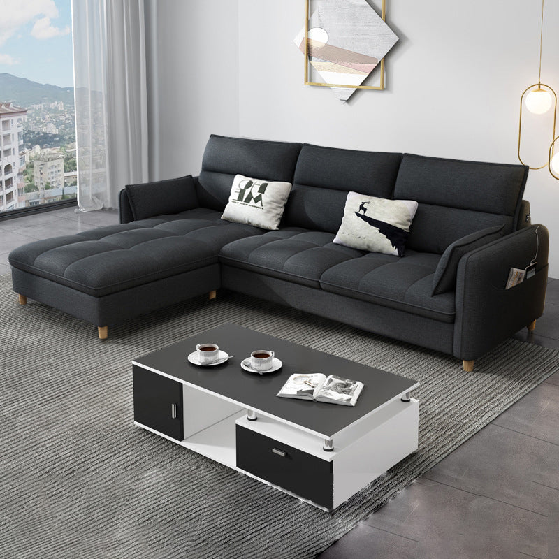 Reversible Modular Sofa with Pillow Top Arm and Storage for Apartment