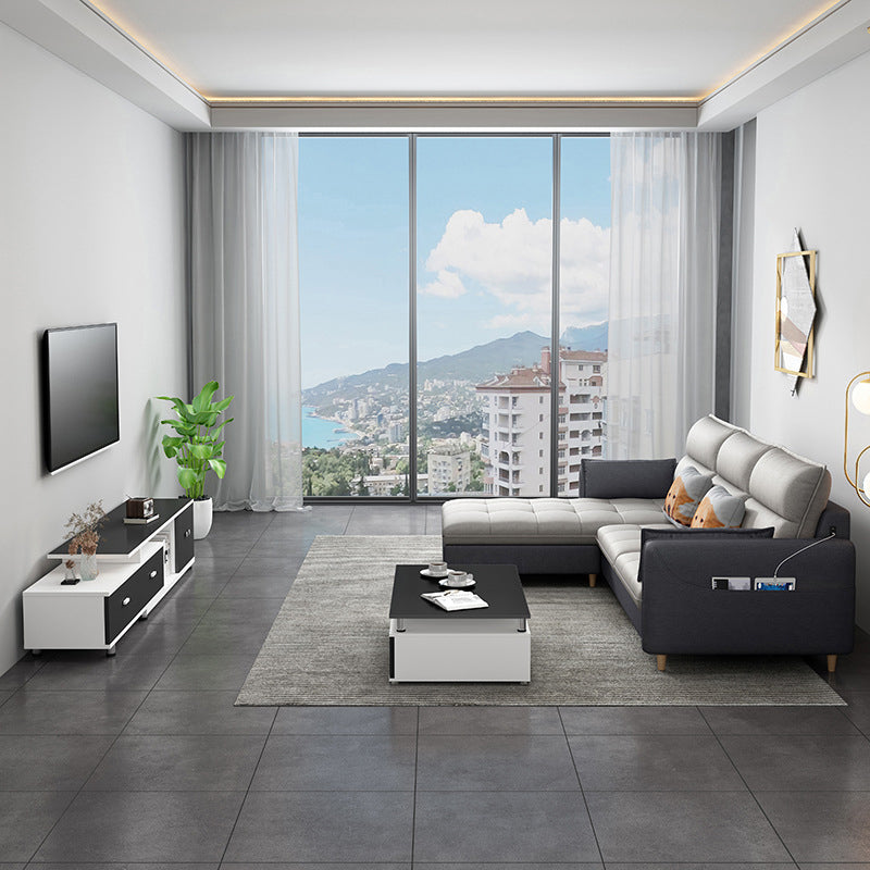 Reversible Modular Sofa with Pillow Top Arm and Storage for Apartment