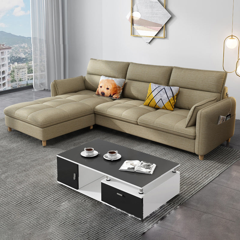 Reversible Modular Sofa with Pillow Top Arm and Storage for Apartment