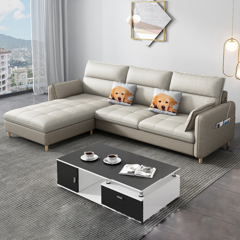 Reversible Modular Sofa with Pillow Top Arm and Storage for Apartment