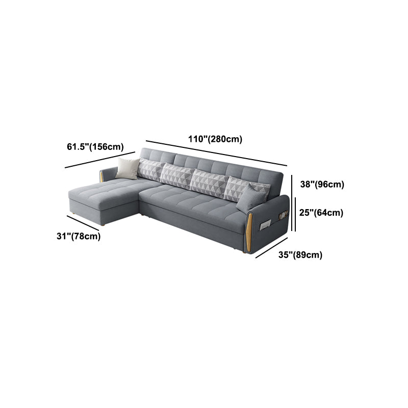 Square Arm Light-grey Contemporary Cotton Blend Sofa & Chaise for Living Room