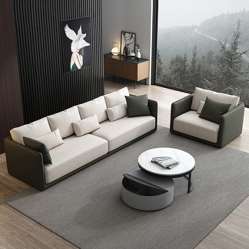 Leather White Sofa with Back Pillows candinavian Sofa for Living room