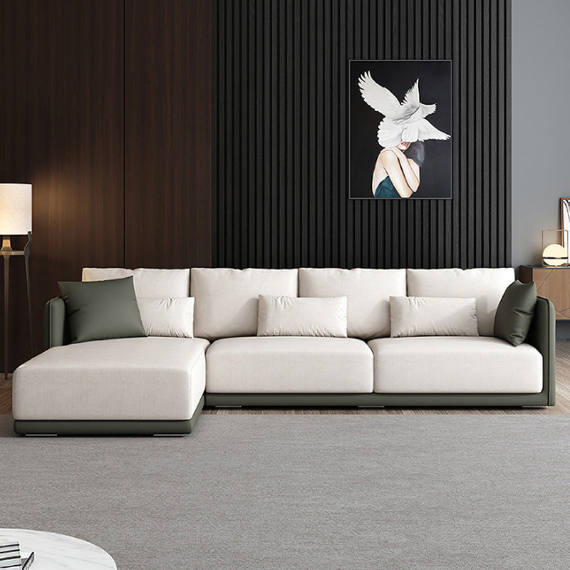 Leather White Sofa with Back Pillows candinavian Sofa for Living room