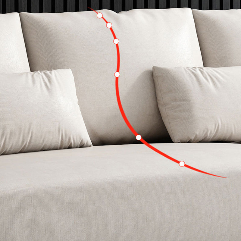 Leather White Sofa with Back Pillows candinavian Sofa for Living room