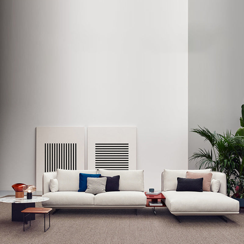 Beige Scandinavian Sofa/sectional with Square Arm for Apartment