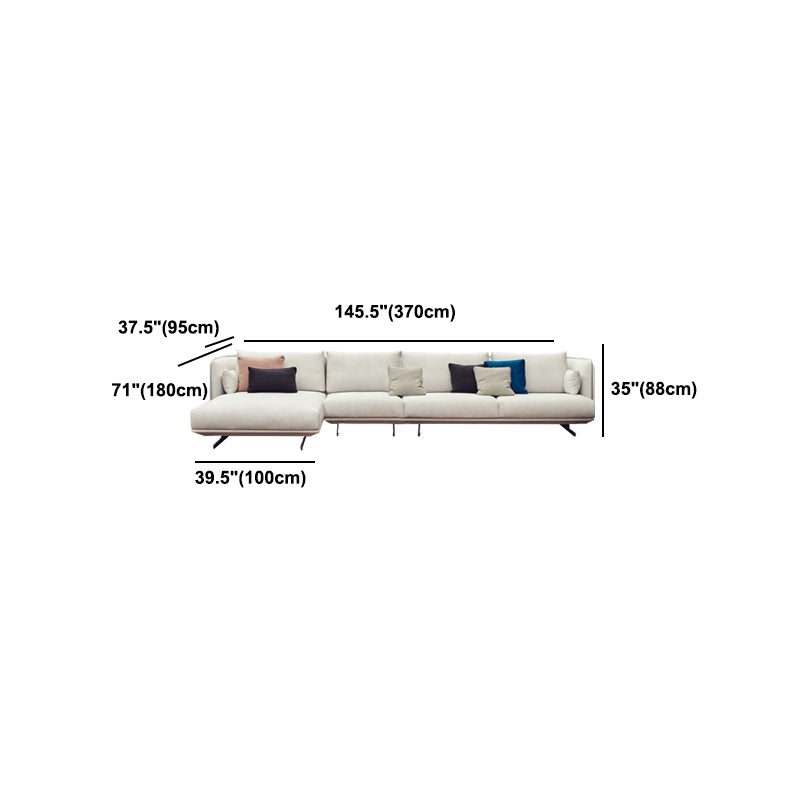 Beige Scandinavian Sofa/sectional with Square Arm for Apartment