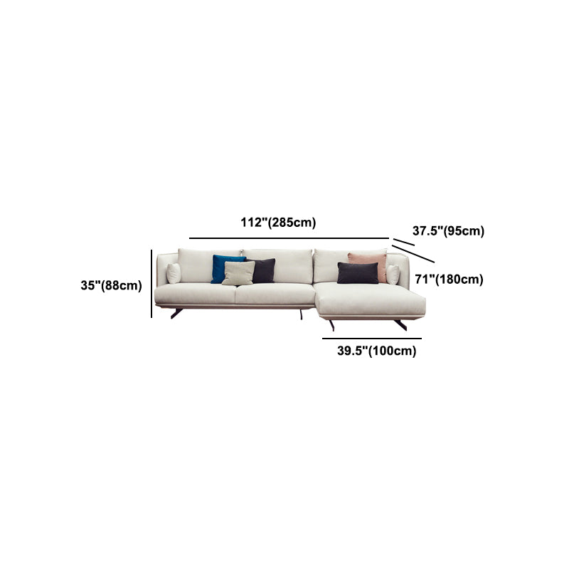 Beige Scandinavian Sofa/sectional with Square Arm for Apartment