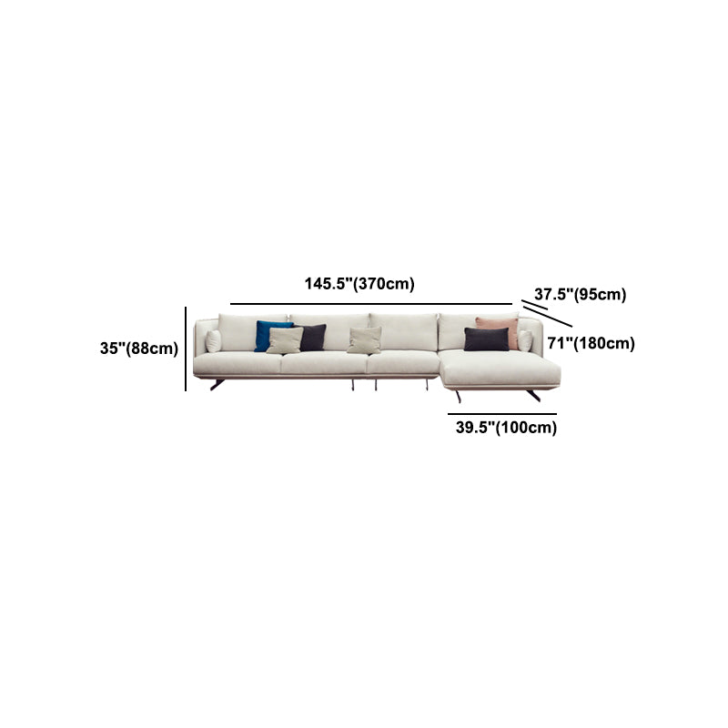 Beige Scandinavian Sofa/sectional with Square Arm for Apartment