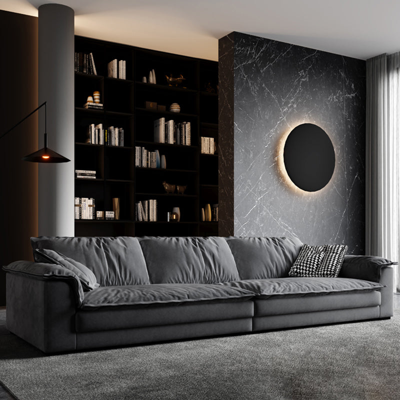 Stain-Resistant Dark Gray Contemporary Square Arm Solid Wood Sofa