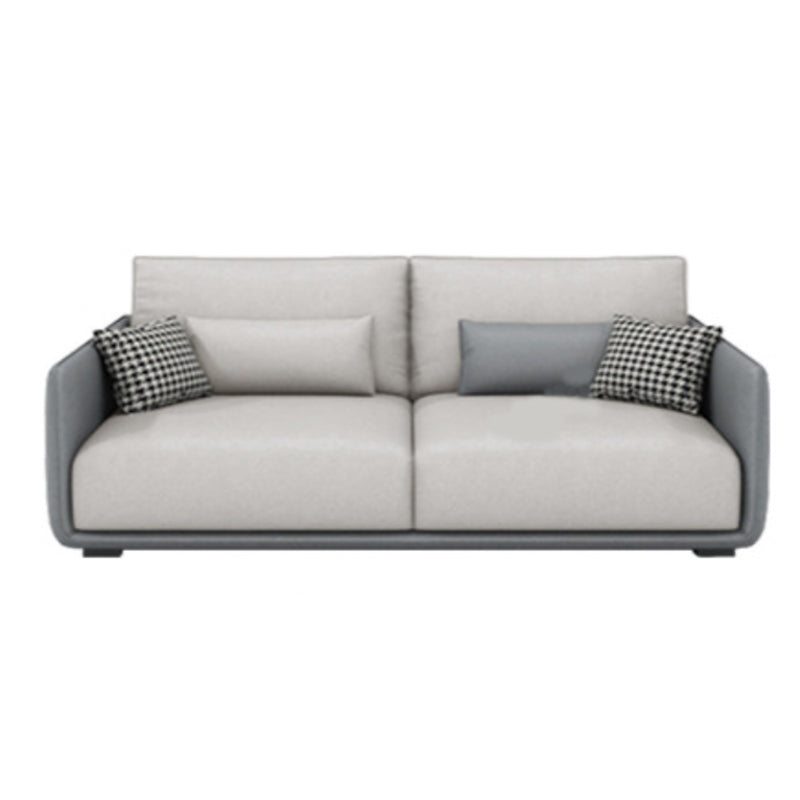 Faux Leather Sectional/Sofa with Pillow Back and Square Arms
