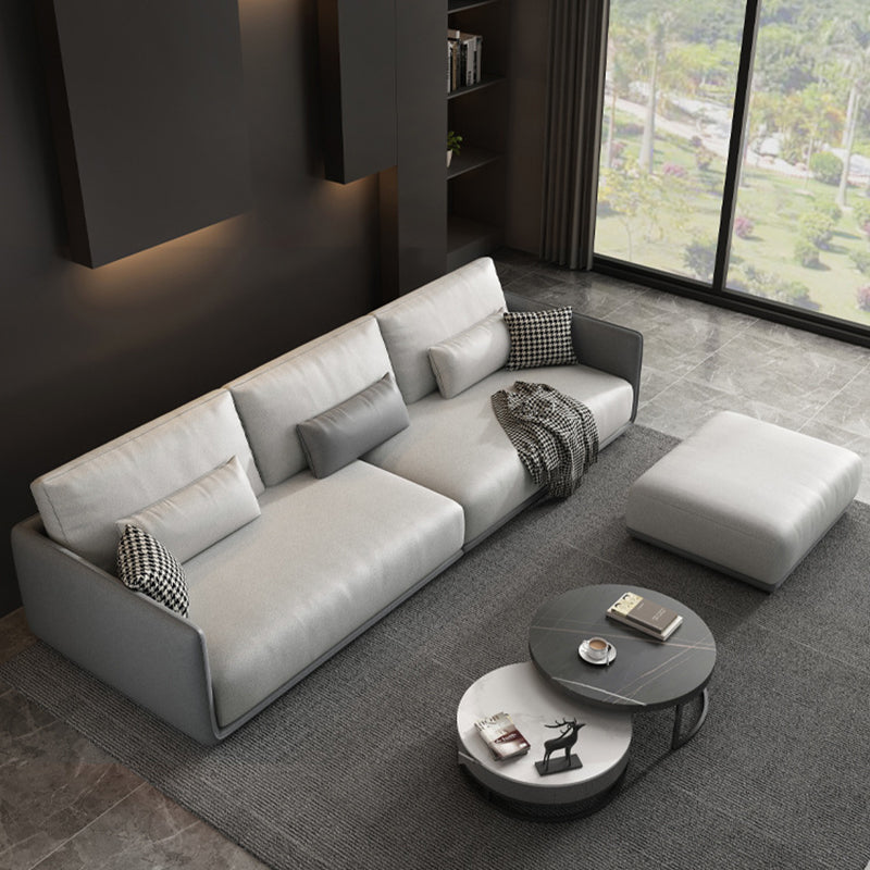 Faux Leather Sectional/Sofa with Pillow Back and Square Arms