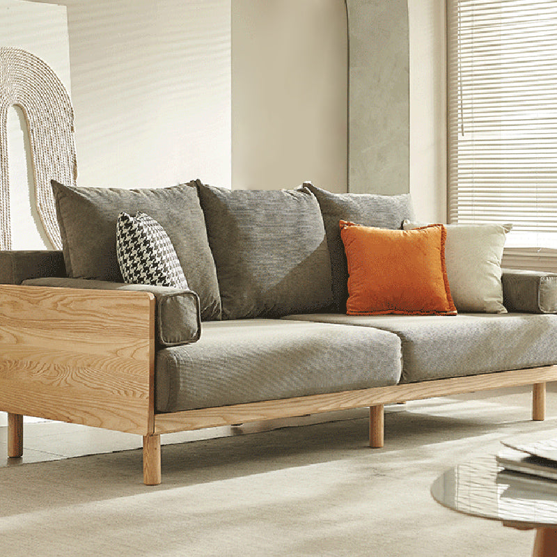 Stationary Slipcovered 3-seater Square Arm Pillows Modern Sofa