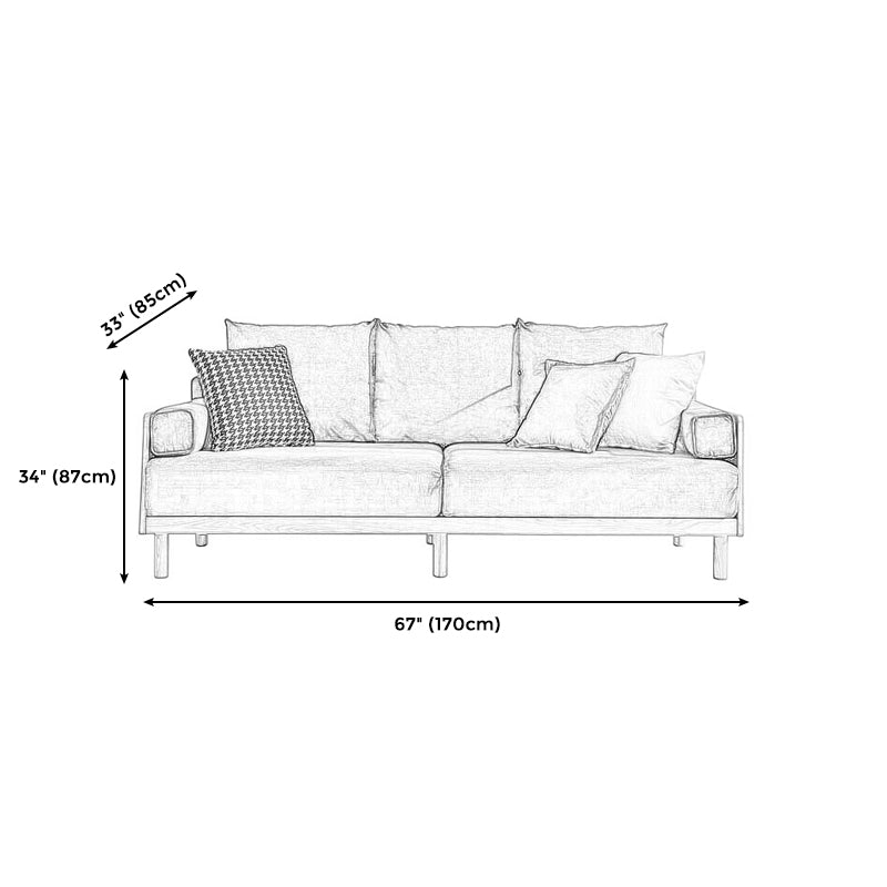 Stationary Slipcovered 3-seater Square Arm Pillows Modern Sofa